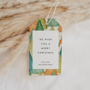 Modern Christmas Trees Pattern Holiday Gift Tags