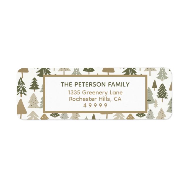 Modern Christmas Trees Pattern Return Address  Label (Front)