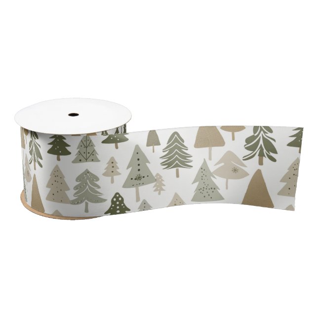 Modern Christmas Trees  Pattern  Satin Ribbon (Spool)