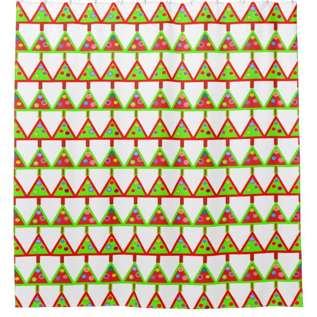 Modern Christmas Trees Pattern Shower Curtain (Front)