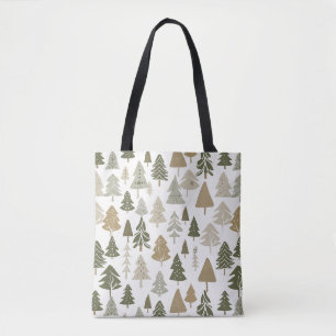 Modern Christmas Trees Pattern Tote Bag
