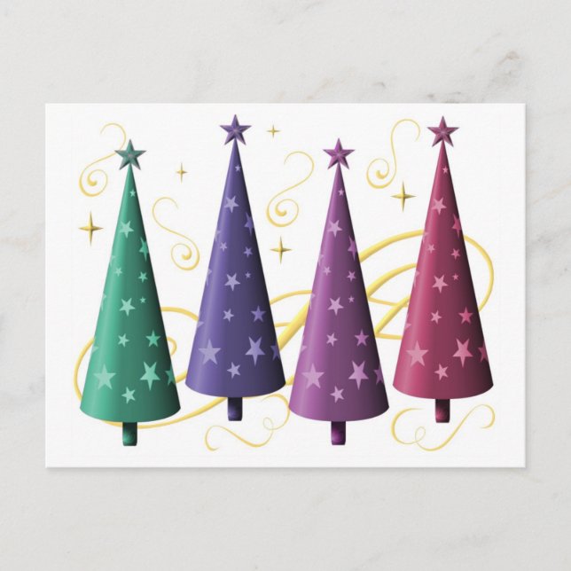 Modern Christmas Trees Postcard (Front)