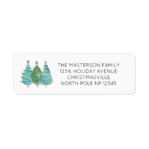 Modern Christmas Trees Return Address Label