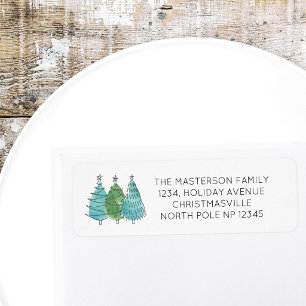 Modern Christmas Trees Return Address Label