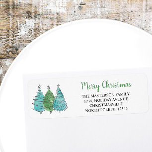 Modern Christmas Trees Return Address Label