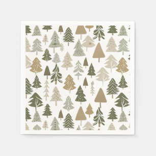 Modern Christmas Trees Sage Olive Green Pattern  Napkin
