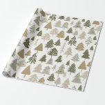 Modern Christmas Trees Sage Olive Green Pattern  Wrapping Paper<br><div class="desc">Elevate your gift-giving experience with our exquisite Christmas wrapping paper featuring a contemporary Modern Christmas Trees pattern in serene Sage Olive Green and light brown hues. Embrace the essence of modern elegance as this sophisticated design adorns your presents, infusing each package with a touch of seasonal charm and timeless style....</div>