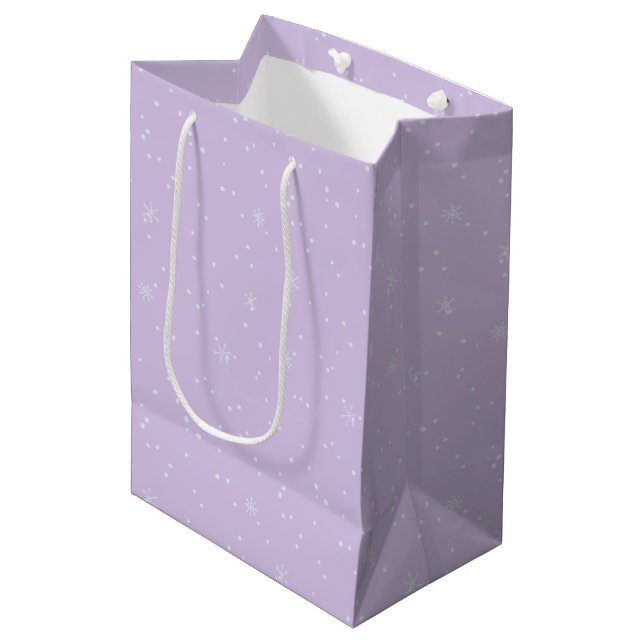 Modern Christmas Trees Snowflake Lavender White Medium Gift Bag (Front Angled)