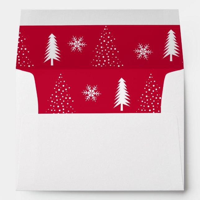 Modern Christmas Trees Snowflakes Lined Envelope (Back (Bottom))
