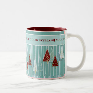 Modern Christmas Trees Striped Holiday Mug