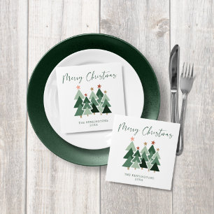 Modern Christmas Trees Typography Napkin
