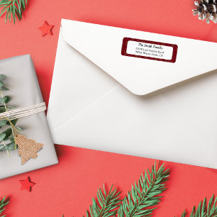 Modern Christmas Trees with Season Greetings Red Return Address Label