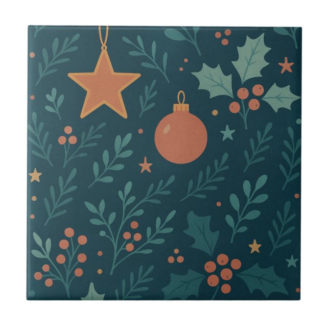 Modern Christmas Trendy 2026 Holiday Decor Ceramic Tile (Front)