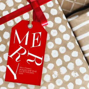 Modern Christmas Typography Personalised  Gift Tag
