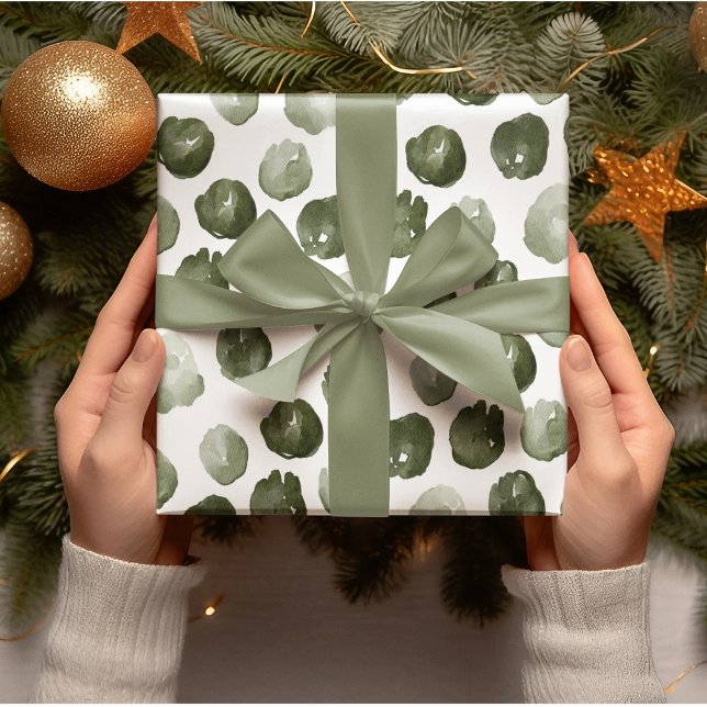 Modern Christmas Watercolor Green Dots Wrapping Paper (Creator Uploaded)