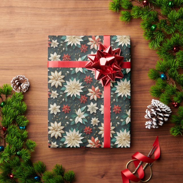 Modern Christmas Watercolor Snowflakes  Wrapping Paper (Holiday Gift)