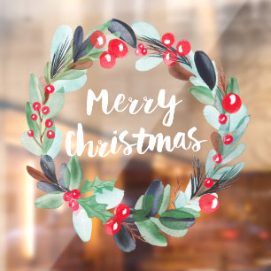 Modern Christmas watercolor wreath script