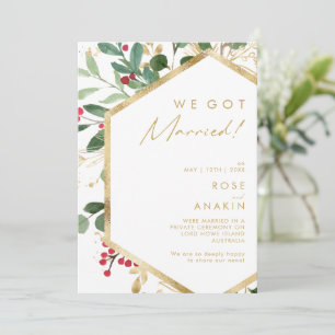 Modern Christmas   White Elopement Announcement