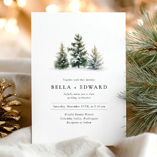 Modern Christmas Winter Minimalist Wedding Invitation