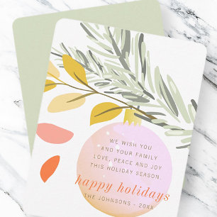 Modern Christmas Winter Snow Ornament on Pine Holiday Card