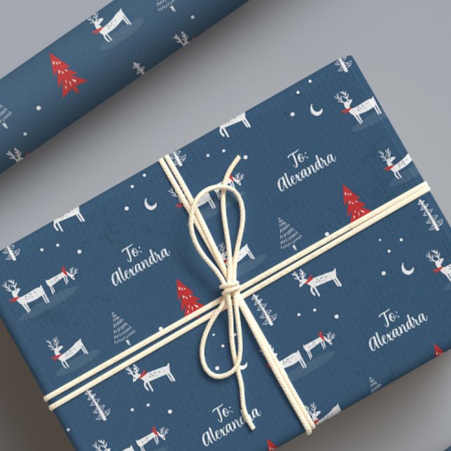 Modern Christmas Winter Woodland Custom Script Wrapping Paper (Creator Uploaded)