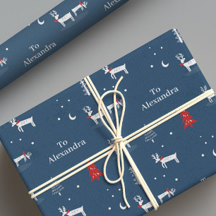 Modern Christmas Winter Woodland Personalized Wrapping Paper