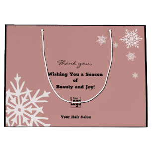 Modern Christmas Wishes Black Pink Paper Bag