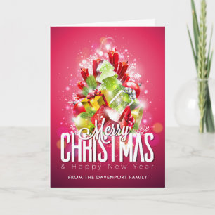 Modern Christmas Wrapped Presents & Tree - Festive Card