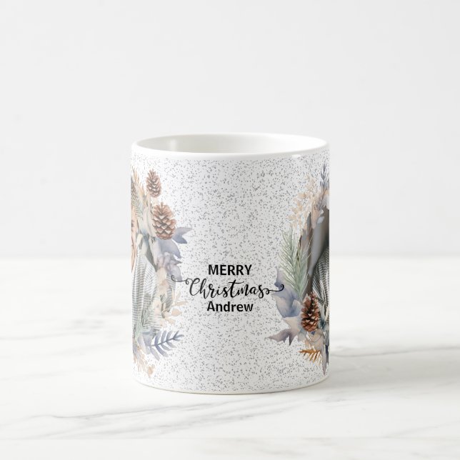 modern christmas wreath  coffee mug (Center)