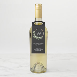 Modern Christmas Wreath Corporate Gift to clients Bottle Tag