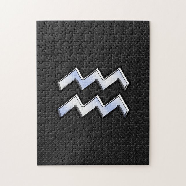 Modern Chrome Like Aquarius Zodiac Sign on Snake Jigsaw Puzzle (Vertical)