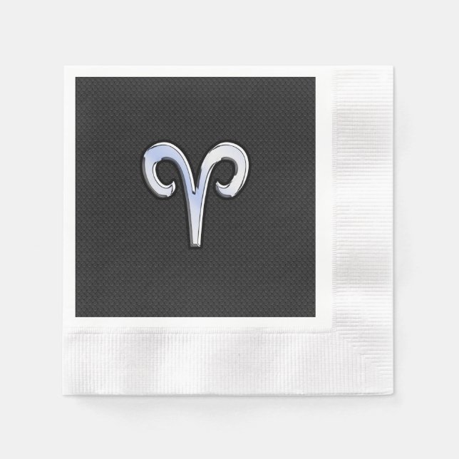 Modern Chrome Like Aries Zodiac Sign Napkin (Front)