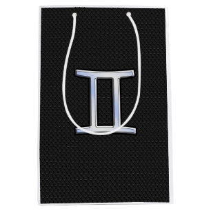 Modern Chrome Like Gemini Zodiac Symbol Medium Gift Bag