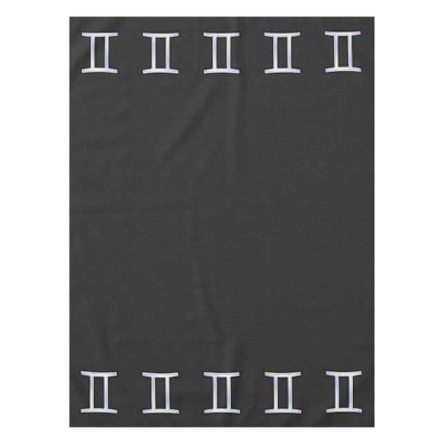 Modern Chrome Like Gemini Zodiac Symbol Tablecloth (Front)