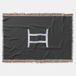 Modern Chrome Like Gemini Zodiac Symbol Throw Blanket