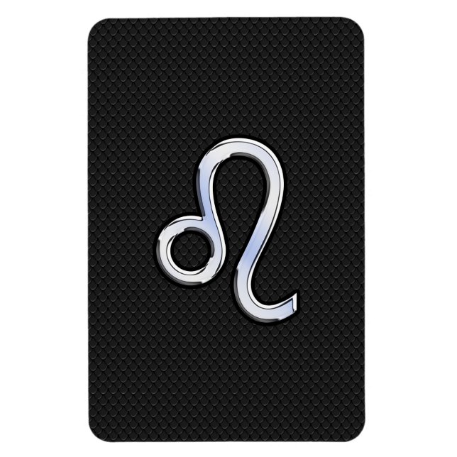 Modern Chrome Like Leo Sign on snake skin Magnet (Vertical)