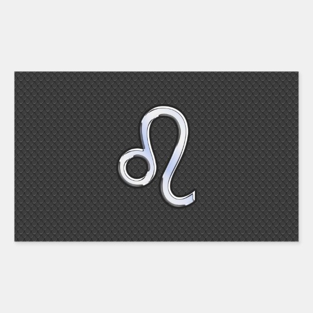 Modern Chrome Like Leo Sign on snake skin Rectangular Sticker (Front)