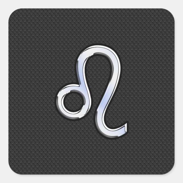 Modern Chrome Like Leo Sign on snake skin Square Sticker (Front)