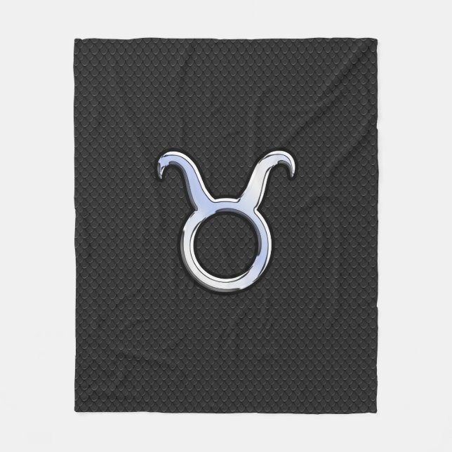 Modern Chrome Like Taurus Zodiac Sign Fleece Blanket (Front)