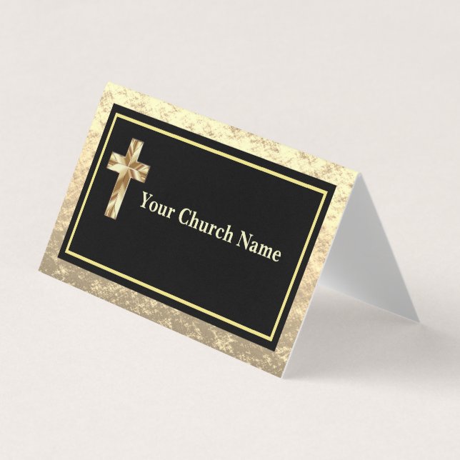 Modern Church Gold And Black KJV Networking Card (Front)