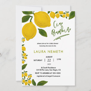 Modern Ciao Bambino Painted Lemon Baby Shower Invitation
