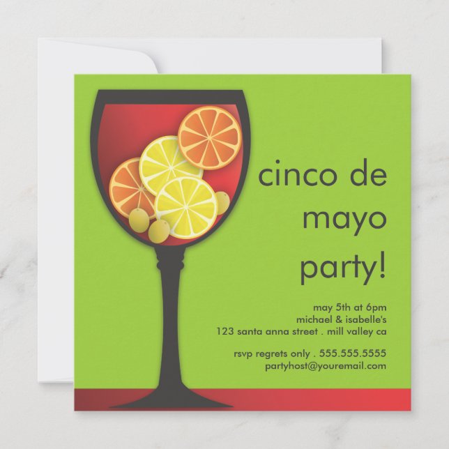 Modern Cinco de Mayo Sangria Party Invitation (Front)