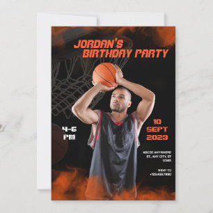 Modern cinematic basketball sporty photo birthday  invitation