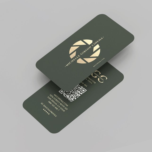Modern Cinematographer Film Director Green Gold Business Card (Modern Cinematographer Film Director Green Gold Business Card
)