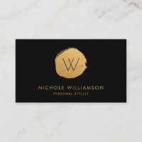 Modern Circle Deep Black Faux Foil | Gold Gold