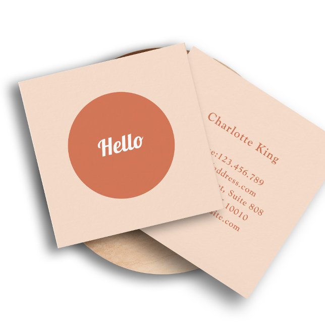 Modern Circle Hello Square Business Card (Creator Uploaded)