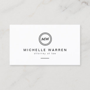 Modern Circle Monogram Initials Attorneys Business Card