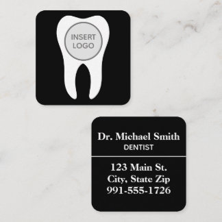 Modern Circle Tooth Logo Dentist and Dental Office Square Business Card