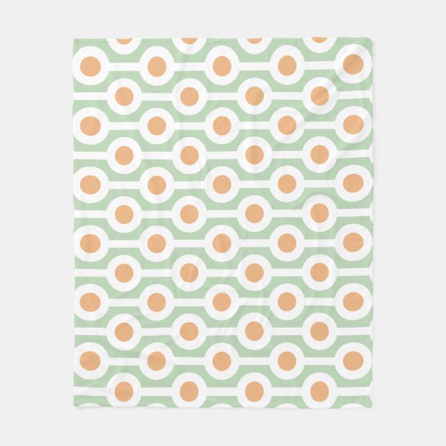 Modern Circles and Stripes on Light Green Fleece Blanket (Front)
