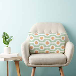 Modern Circles and Stripes on Light Green Lumbar Cushion